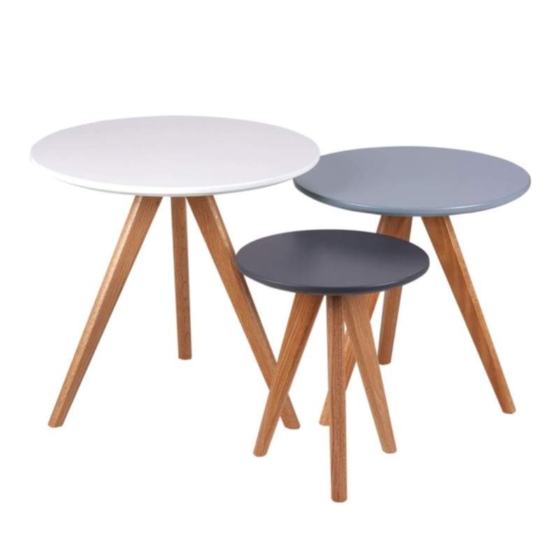 set mesas centro lucio blanco, azul y gris de somcasa