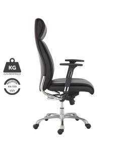 Silla de dirección piel negra. Modelo Moscú. Silla reforzada para personas de gran constitución.