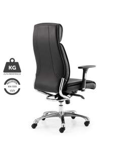 Sillas dirección piel negra. Con estructura reforzada en aluminio. Silla para personas grandes.