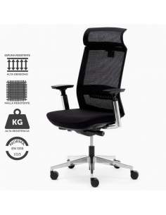 Sillón de dirección resistente, con estructura reforzada y malla ultra resistente. Color negro. Modelo sillón Toronto.