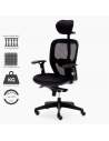 Silla de trabajo ergonómica negra, con cabezal y brazos regulables, modelo Boston