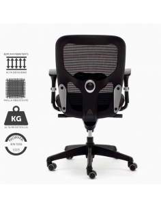 Silla de trabajo ergonómica, modelo Boston, tapizada en color negro.