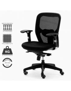Silla de trabajo ergonómica negra, modelo Boston.