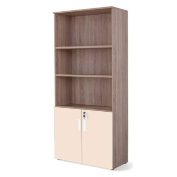 Armario oficina alto con puertas bajas combinado olmo beige
