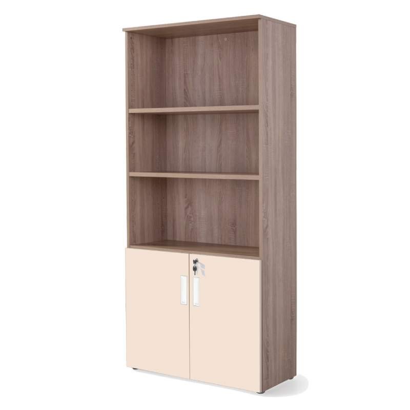 Armario oficina alto con puertas bajas combinado olmo beige