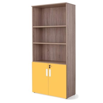 Armario oficina alto con puertas bajas combinado olmo mostaza