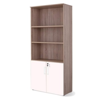 Armario oficina alto con puertas bajas combinado olmo rosa