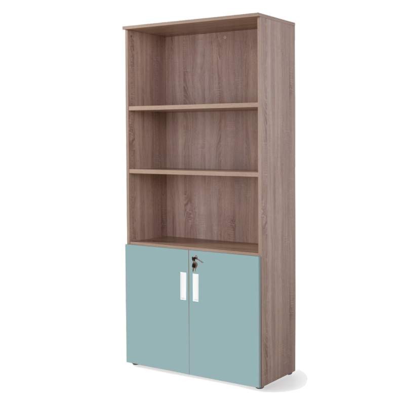 Armario oficina alto con puertas bajas combinado olmo verde