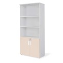 armario oficina de madera alto con puertas bajas combinado en gris beige