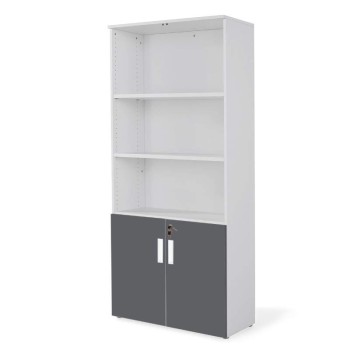 armario oficina de madera alto con puertas bajas combinado en gris grafito