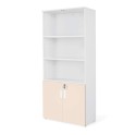 armario oficina de madera con puertas bajas combinado en blanco beige