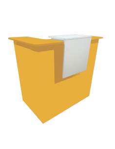 mostrador recepcion de colores personalizado en mostaza