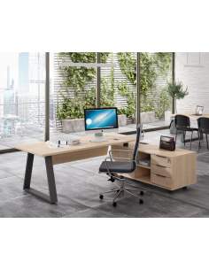 Mesa despacho dirección Piramid con mueble auxiliar