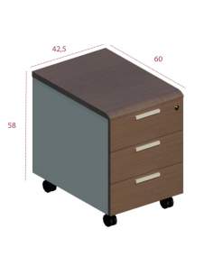 Medidas cajonera 3 cajones oficina de las series Benelux y Líder de Jgorbe