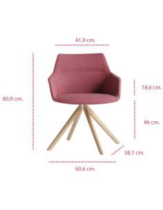 Medidas sillón de madera con brazos Dunas XS de inclass