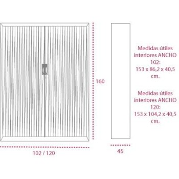 Medidas armarios oficina persiana vertical de 160 cm. de gapsa