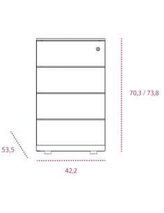 Medidas cajonera metálica 4 cajones altura mesa de gapsa