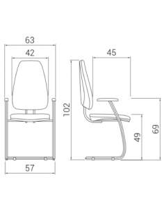 Medidas silla confidente Adapta con base patín de Dileoffice