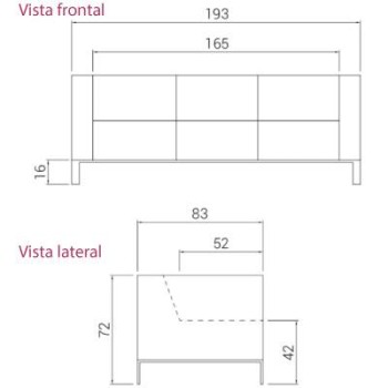 Medidas sofá 3 plazas oficina Quatro de dileoffice