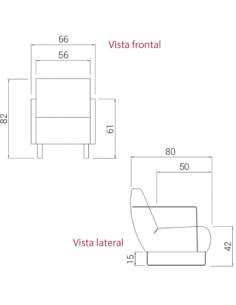 Medidas butaca sala de espera 1 plaza tempo de dileoffice