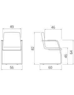 Medidas silla confidente custom de dileoffice con base patín