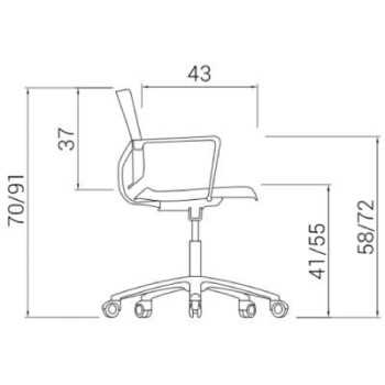 Medidas silla de estudio Atenea de dileoffice vista lateral