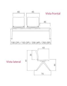 Medidas bancada sala de espera atenea de dileoffice