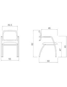 Medidas silla confidente urban de dileoffice con respaldo de malla