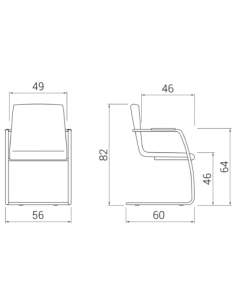 Medidas silla confidente custom de madera con base patín de dileoffice