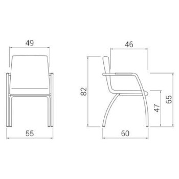Medidas silla confidente de madera Custom con 4 patas de dileoffice