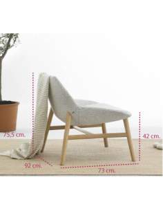 Medidas butaca madera dunas de inclass con 4 patas