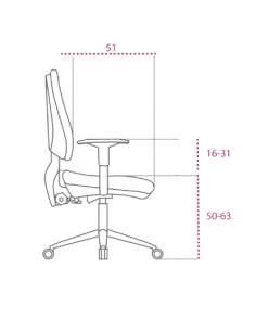 Medidas silla blanca oficina equis de vincolo vista lateral