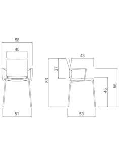 Medidas silla confidente con brazos atenea dileoffice