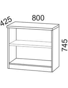 Medidas estantería baja de madera para oficina de kesta