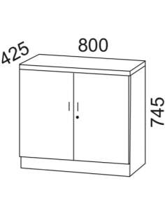 Medidas armario madera oficina bajo con puertas y cerradura de kesta