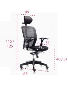 Medidas silla ergonómica Boston con cabezal de euromof