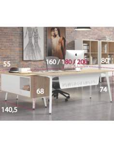 Medidas mesa despacho Organova con mueble auxiliar de iman