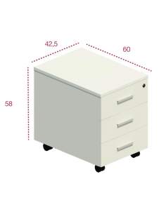 Medidas cajonera madera 3 cajones con ruedas de jgorbe