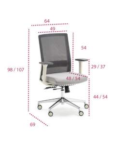 Medidas silla ergonómica XXL Niza de Euromof para personas con sobrepeso