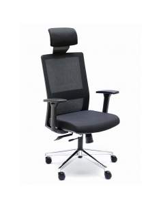 Silla ergonómica NIza de Euromof con cabezal negro - La Oficina Online