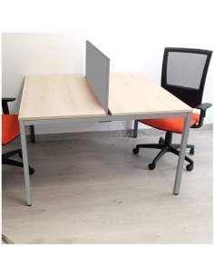Mesa coworking Lite tablero haya estructura gris