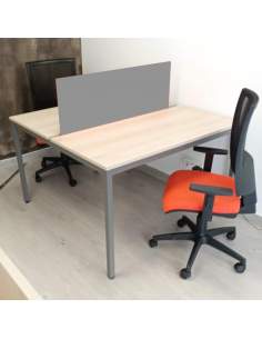 Mesa coworking Lite tablero haya estructura gris
